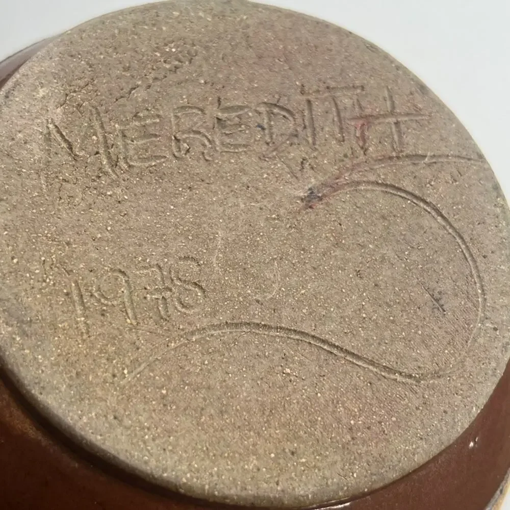 Art Studio Pottery Handmade Stoneware Lidded Storage Jar Artist Signed Brown Vtg